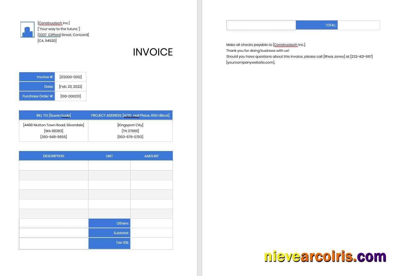 Professional Contractor Invoice